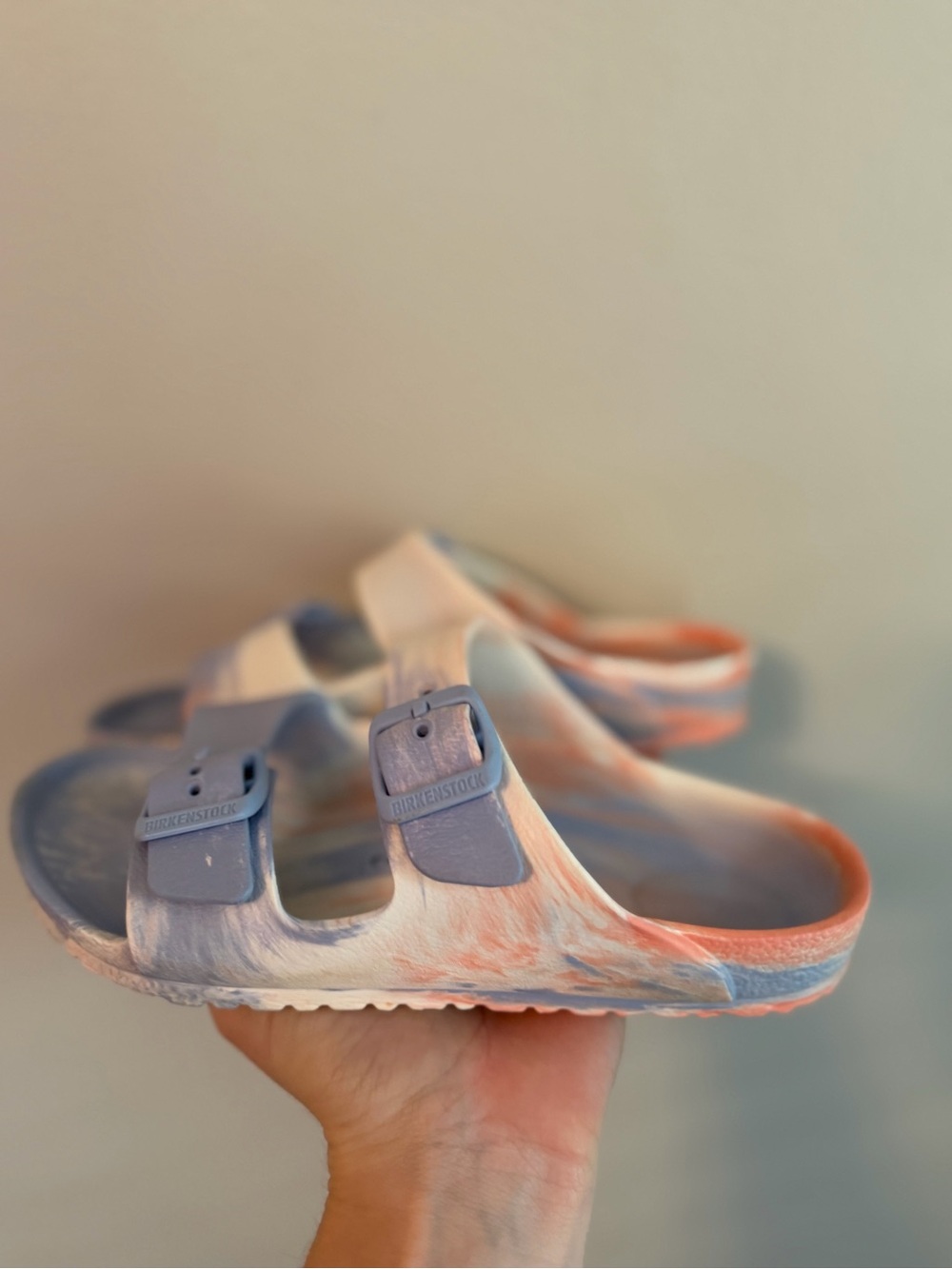 Birkenstock Kids' Two-Strap Sandals in Pastel Tie-Dye